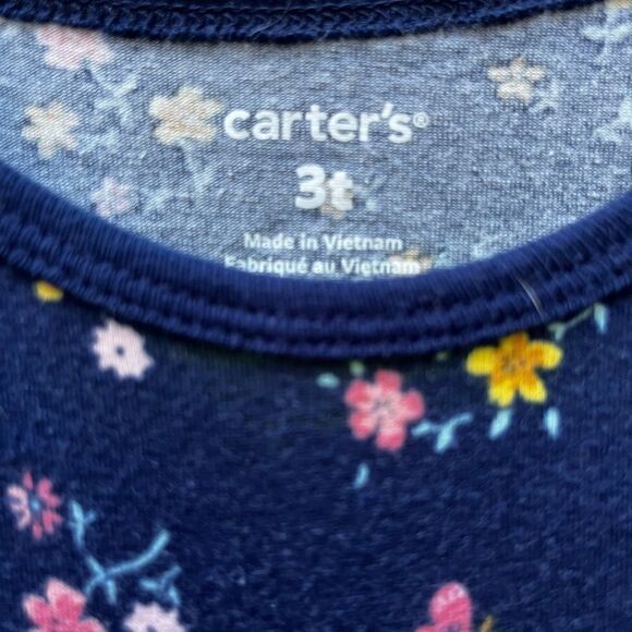 CARTER’S FLORAL BUTTERFLY JERSEY TUTU DRESS TULLE OVERLAY NAVY BLUE 3T - Picture 5 of 5